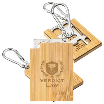 Sleek Bamboo Multi-Tool with Carabiner - Personalization Available from Positive Promotions