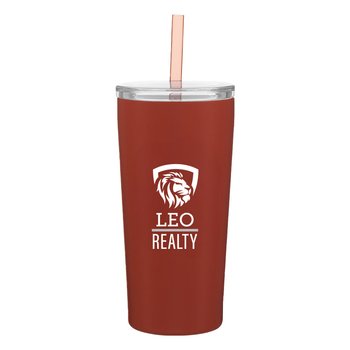 h2go Reef Recycled Stainless Steel Tumbler with Straw 24 oz. - Personalization Available from Positive Promotions