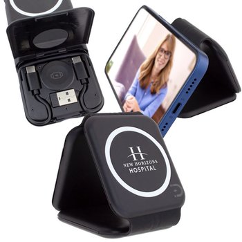 3-in-1 Snap Qi-Charging Station for Phone, Watch, & Earbuds - One-Color Personalization Available from Positive Promotions