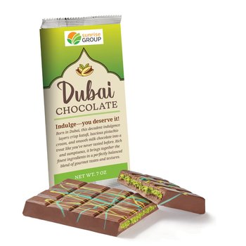 Dubai Chocolate Bar 7 oz. With Limited-Edition Design - Full-Color Personalization Available from Positive Promotions