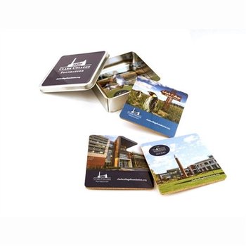 Square Coasters in Tin - Set of 4 - Full-Color Personalization Available from Positive Promotions