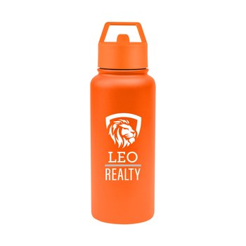 Rue Recycled Stainless-Steel Bottle 32 oz. With Spill-Resistant Sip-Top Lid - One-Color Personalization Available from Positive Promotions