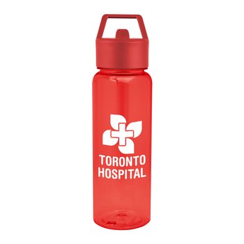 Rue Recycled rPET Plastic Bottle 32 oz. With Sip-Top Straw Lid - One-Color Personalization Available from Positive Promotions