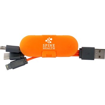 3-in-1 Multi-Cable USB Wrap & Phone Stand - One-Color Personalization Available from Positive Promotions