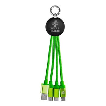 Light-Up Logo Metallic Multi-Cable Charging Cords With Type-C USB - Laser-Engraved Personalization Available from Positive Promotions