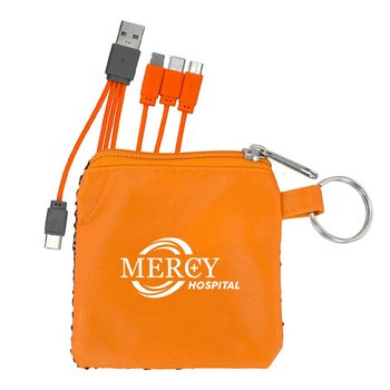 Multi-Charging Cables in Mesh Pouch - One-Color Personalization Available from Positive Promotions