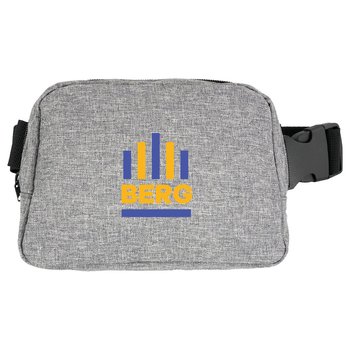 Recycled Heather Gray Belt Bag Fanny Pack - Full-Color Personalization Available from Positive Promotions