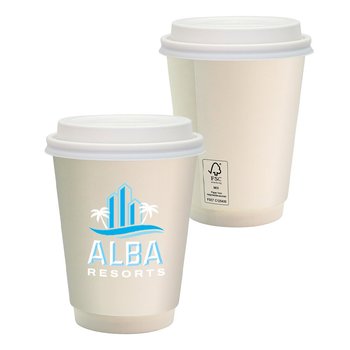 FSC®-Certified Paper Cup 12 oz. With Lid - Full-Color Personalization Available from Positive Promotions