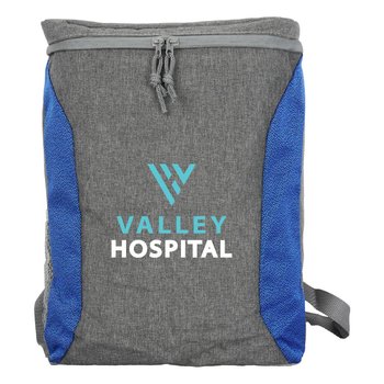 Heathered Gray 14-Can Cooler Backpack With Color Accent - Full-Color Personalization Available from Positive Promotions