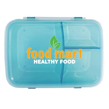 Eco Divided Rectangular Food Container With Top - Full-Color Personalization Available from Positive Promotions