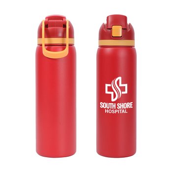 Polly Stainless-Steel Bottle 27 oz. With Flip Straw & Carry Handle - One-Color Personalization Available from Positive Promotions