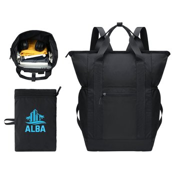 Jet Ripstop Water-Repellent Foldable Nylon Travel Backpack - One-Color Personalization Available from Positive Promotions