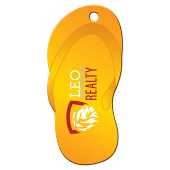 Orange Flip Flop Shaped Luggage Tag - Full-Color Personalization Available from Positive Promotions