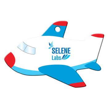 Blue Airplane Shaped Luggage Tag - Full-Color Personalization Available from Positive Promotions