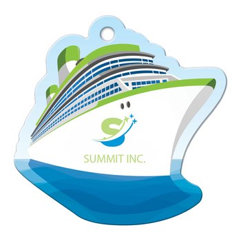 Cruise Ship Shaped Luggage Tag - Full-Color Personalization Available from Positive Promotions