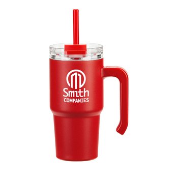Summit Stainless-Steel Mug Tumbler 20 oz. With Handle & Straw - One-Color Personalization Available from Positive Promotions