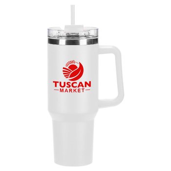 Grizzly Stainless-Steel Mug Tumbler 40 oz. With Handle & Straw - One-Color Personalization Available from Positive Promotions