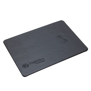15W Wireless Charging Faux Leather Mouse Pad - Debossed Personalization Available from Positive Promotions