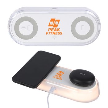 2-in-1 Wireless Charging Dock With Touch Ambient Light 15W - One-Color Personalization Available from Positive Promotions