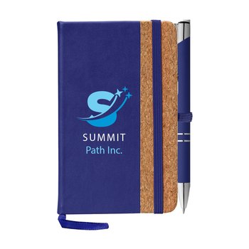 Cork Notebook Journal & Pen Set - Full-Color Personalization Available from Positive Promotions
