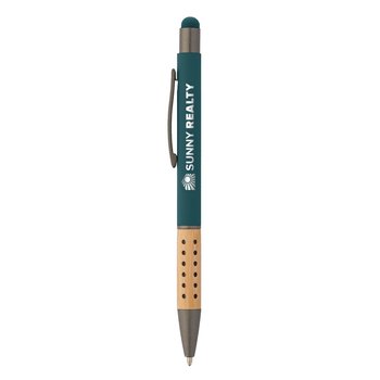 Dots Bamboo Grip Stylus Pen - Laser-Engraved Personalization Available from Positive Promotions