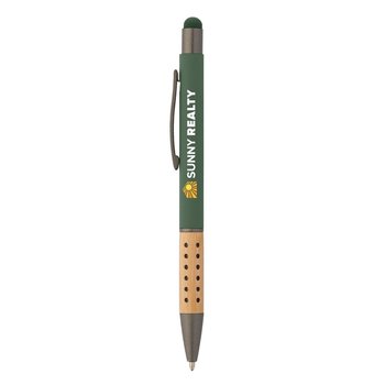 Dots Bamboo Grip Stylus Pen - Full-Color Personalization Available from Positive Promotions