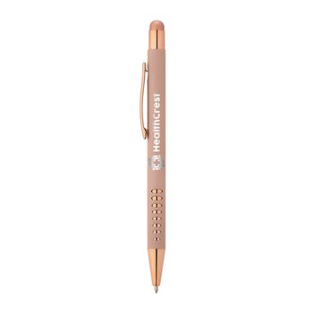 Ovals Rose-Gold Rubberized Stylus Pen - Laser-Engraved Personalization Available from Positive Promotions