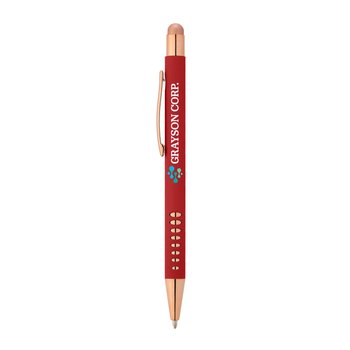 Ovals Rose-Gold Rubberized Stylus Pen - Full-Color Personalization Available from Positive Promotions