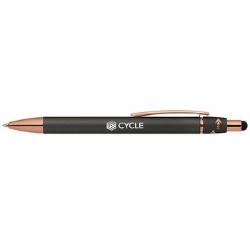 Rose-Gold Spinner Metal Stylus Pen - Laser-Engraved Personalization Available from Positive Promotions