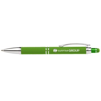 Quilted Grip Soft-Touch Brights Gel Stylus Pen - Laser-Engraved Personalization Available from Positive Promotions