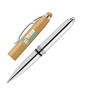 Premium Metallic Stylus Pen With LED Light - Full-Color Personalization Available from Positive Promotions