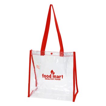 Snap-Close Clear Secure PVC Tote Bag - One-Color Personalization Available from Positive Promotions
