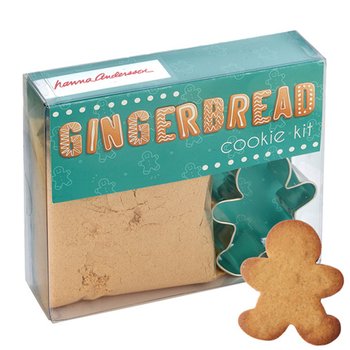 Gingerbread Cookie Mix Kit With Mini Gingerbread Man Cookie Cutter - Full-Color Personalization Available from Positive Promotions