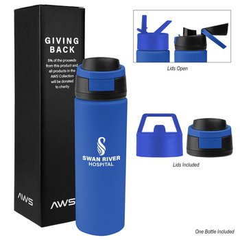 Recycled Stainless-Steel Bottle 24 oz. With Pop Sip Lid in Giveback Box - One-Color Personalization Available from Positive Promotions