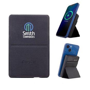 Energizer® MagSafe Qi Wireless Charging Power Bank & Phone Stand 5,000 mAh - Full-Color Personalization Available from Positive Promotions