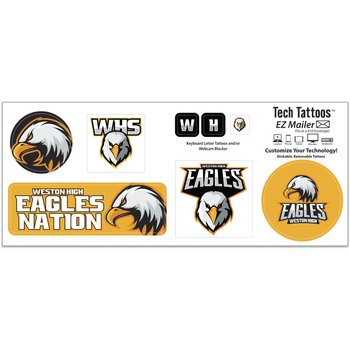 Tech Tattoos Stickers Full-Color White Vinyl 3 3/4
