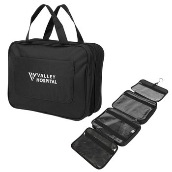 Travel Water-Resistant Hanging Toiletry Bag - One-Color Personalization Available from Positive Promotions