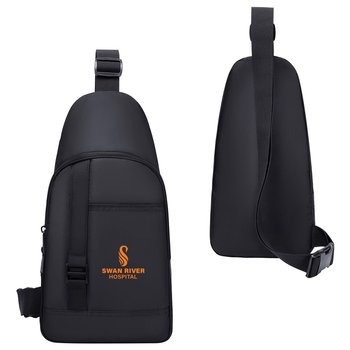 Recycled Water-Repellent Crossbody Mini Backpack - One-Color Personalization Available from Positive Promotions