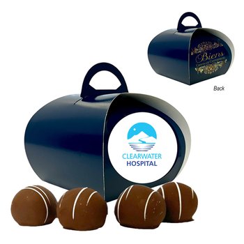 Biens Handcrafted Chocolate Cake Truffles in Tulip Box - Full-Color Personalization Available from Positive Promotions