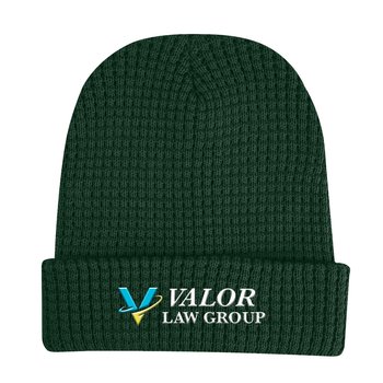 Recycled rPET Waffle-Knit Beanie - Embroidered Personalization Available from Positive Promotions