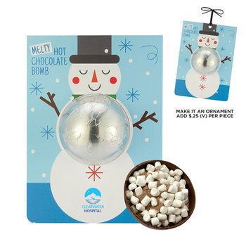 Holiday Silver-Foil Hot Chocolate Bomb Snowman Billboard Card - Full-Color Personalization Available from Positive Promotions