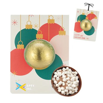 Holiday Gold-Foil Hot Chocolate Bomb Ornament Billboard Card - Full-Color Personalization Available from Positive Promotions