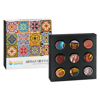 9-Piece Artisan Chocolate Truffles Gift Set - Full-Color Personalization Available from Positive Promotions