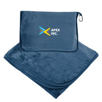 rPET Travel Blanket With Pouch & Trolley Strap - Embroidered Personalization Available from Positive Promotions