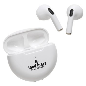 Fast TWS Bluetooth® Pod Earbuds in USB Circle Case - One-Color Personalization Available from Positive Promotions