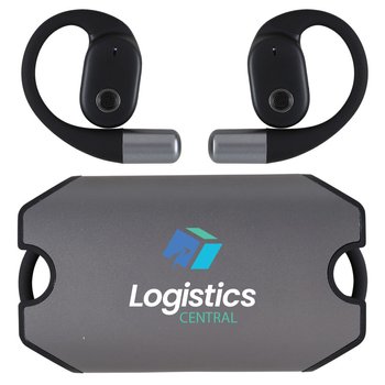 Open Over-Ear Wireless Bluetooth® Earbuds in Case - Full-Color Personalization Available from Positive Promotions