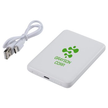 Recycled UL-Certified Wireless Magnetic Charging Power Bank 5,000 mAh 20W - One-Color Personalization Available from Positive Promotions