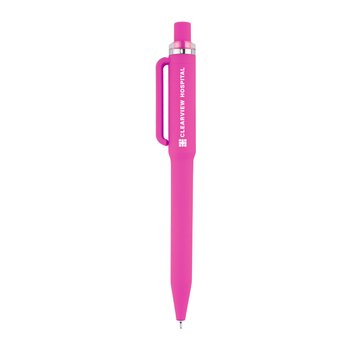 Smooth Rubberized Recycled Plunger Pen - One-Color Personalization Available from Positive Promotions