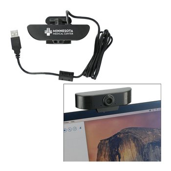 Noise-Cancelling 1080p HD Webcam With Microphone - One-Color Personalization Available from Positive Promotions