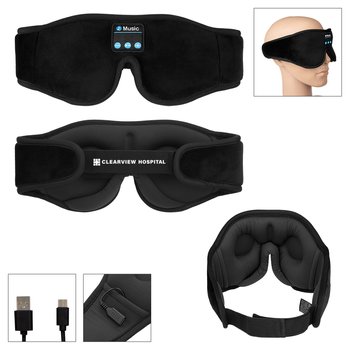 Sleep Mask With High-Def Bluetooth® 5.1 Wireless Speakers - One-Color Personalization Available from Positive Promotions